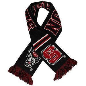 North Carolina State Wolfpack Scarf Black Knit Fringe NCSU Logo College Wear